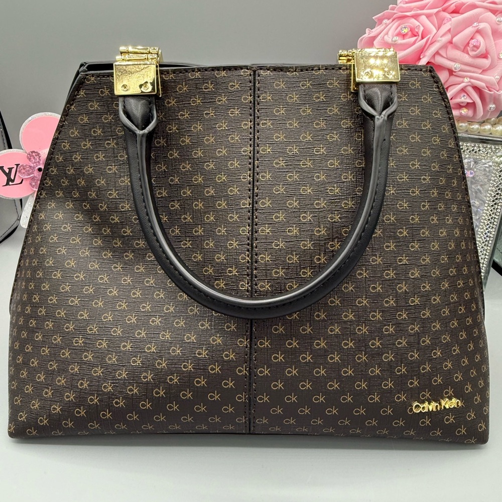 Calvin Klein Dark Brown Monogram Shoulder Bag